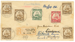 "LOMIE" : 1906 3pf (x5) + 5pf + 10pf Canc. LOMIE KAMERUN + REGISTERED Label "STATION LOMIE 2" On Envelope To GERMANY. Sc - Kameroen