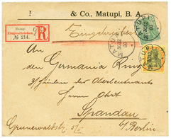 MATUPI - MITLAUFER : 1900 GERMANIA 5pf + 25pf Canc. MATUPI On REGISTERED Envelope To GERMANY. RARE. Superb. - Nouvelle-Guinée