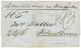 NETHERLAND INDIES Via SINGAPORE To ENGLAND : 1852 SOURABAYA In Blue + "165" Tax Marking On Entire Letter To TOTNESDEVON. - Curaçao, Nederlandse Antillen, Aruba