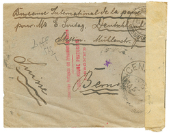 "PRISONIER DE GUERRE ALLEMAND " : 1918 Censored Envelope From PENICHE Via BUREAUX INTERNATIONAL DE LA PAIX + RED CROSS C - Andere & Zonder Classificatie