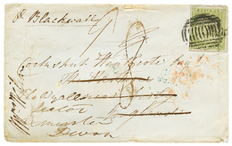 NEW SOUTH WALES : 1852 3p Green With 4 Large Margins + Tax Marking On Envelope To ENGLAND. Scarce. Vf. - Other & Unclassified