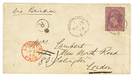 SOUTH AUSTRALIA : 1873 9d Violet Canc. NORWOOD S.A On Envelope Via BRINDISI To ENGLAND. Superb. - Other & Unclassified