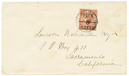 1898 FIVE / 3 CENTS On 3c Canc. BELIZE BRITISH HONDURAS On Envelope To CALIFORNIA. Scarce. Vf. - Other & Unclassified