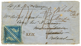 CAPE OF GOOD HOPE To IRELAND : 1857 Pair 4d (small Margin At Base But Stamp Not Touched) + Tax Marking On Envelope To MA - Cape Of Good Hope (1853-1904)