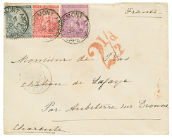 1883 CAPE OF GOOD HOPE 1/2d+ 1d+ 6d Canc. CLAREMONT CAPE COLONY + Tax Marking On Cover To FRANCE. Vvf. - Cape Of Good Hope (1853-1904)