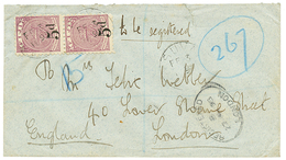 1893 FIJI Provisional 5d On 4d(x2) Canc. SUVA On REGISTERED Envelope To ENGLAND. Rare. Vvf. - Fidschi-Inseln (...-1970)