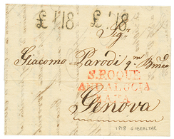 1818 "£ 1.18" Tax Marking On Entire Letter From GIBRALTAR To GENOVA. Vvf. - Gibilterra