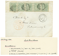 "SALTPOND" : 1896 1/2p (x5) Canc. Killer 554 + SALTPOND On Envelope To ENGLAND. Ex. SACHER. Superb. - Côte D'Or (...-1957)