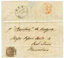 1860 INDIA 1a Canc. B/1 On Entire Letter From CALCUTTA To MAURITIUS. Scarce. Superb. - Otros & Sin Clasificación