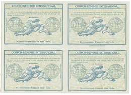 1906 INTERNATIONAL REPLY COUPON 30 Centimes "ETABLISSEMENTS FRANCAIS DANS L' INDE", Block Of 4 Unused. Very Scarce. Supe - Altri & Non Classificati