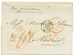 HONG-KONG To SPAIN : 1857 "20R" Tax Marking + P.P On Entire From HONG-KONG To MADRID (SPAIN). Recto, FORWARDING Agent Ca - Autres & Non Classés