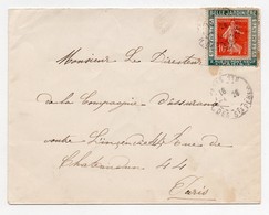 !!! PORTE TIMBRE BELLE JARDINIERE AFFRANCH 10C SEMEUSE SUR LETTRE DE 1928 - Storia Postale