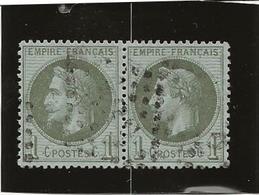 NAPOLEON III LAURE - N° 25 PAIRE OBLITERE  TB  - ANNEE 1870 - COTE : 50 € - 1863-1870 Napoleon III Gelauwerd