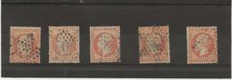 NAPOLEON III N° 23 OBLITERE LOT DE 5 EXEMPLAIRES - TB  ANNEE 1862 -  COTE : 75 € - 1862 Napoléon III