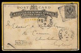 BC - East Africa. 1898. Zomba - UK. 2d Stat Card / Boxed MALDIRIGE / Missent (Aden). Scarce. - Ohne Zuordnung