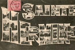 85. CPA. SAINTE HERMINE. Photos De La Ville Dans Les Lettres.  1905. Scan Du Verso. - Sainte Hermine