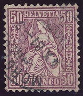 51 / 43 Sitzende Helvetia 50 Rappen FASERPAPIER Sauber Gestempelt MORGES - Kat. 800.-- - Used Stamps