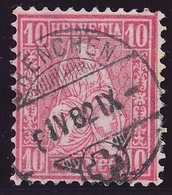 46 / 38 Sitzende Helvetia 10 Rappen FASERPAPIER Sauber Gestempelt GRENCHEN - Kat. 20.-- - Used Stamps