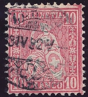 46 / 38 Sitzende Helvetia 10 Rappen FASERPAPIER Gestempelt - Kat. 20.-- - Used Stamps