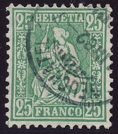 49 / 41 Sitzende Helvetia 25 Rappen FASERPAPIER Sauber Gestempelt NEUCHÂTEL - Kat. 150.-- Visiert ABT - Used Stamps