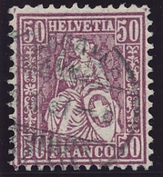 51 / 43 Sitzende Helvetia 50 Rappen FASERPAPIER Sauber Gestempelt LAUSANNE - Kat. 800.-- Visiert - Used Stamps