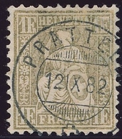 52 / 44 Sitzende Helvetia 1 Franken FASERPAPIER Sauber Vollstempel PRATTELN - Kat. 1800.-- - Used Stamps