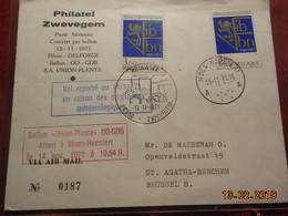 Lettre De Belgique Par Ballon De 1971 - Storia Postale