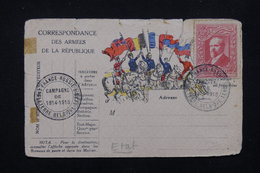 FRANCE - Vignette Du Président Poincaré Sur Carte FM , Oblitération Alliance De La Campagne De 1914/15 - L 22704 - Briefe U. Dokumente