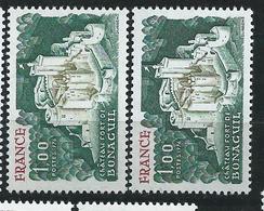 [28] Variété :  N° 1871 Bonaguil Vert-olive Au Lieu De Vert Foncé + Normal ** - Unused Stamps