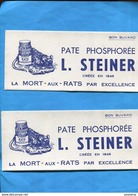 -lot De 2-BUVARDS -"La MORT Aux RATS" -Pate Phosphorée -L STEINER  Illustrés-années 40*-50 - Animals