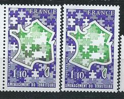 [28] Variété :  N° 1995 Aménagement Du Territoire Corse Et Divers Départements Noir Au Lieu De Vert + Normal ** - Unused Stamps