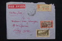 GUYANE - Enveloppe En Recommandé De Cayenne Pour Paris Par Avion En 1935 , Affranchissement Plaisant - L 22753 - Cartas & Documentos