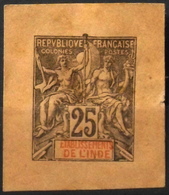 France (ex-colonies & Protectorats) > Inde - 1892 N° 8 Y & T Entier Postal Sur Fragment - Signé Au Dos - Brieven En Documenten