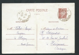 Entier Yvert  515 - Cp1oblitéré Cad Blajan ( Haute Garonne - 31 ) Le 23/10/44 ( 7 Jours Avant La Demonetisation  LX3010 - 2. Weltkrieg 1939-1945