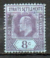 GRANDE BRETAGNE (Ex-cololies) - MALACCA - 1902 - N° 83 - 8 C. Violet S. Bleu - (Edouard VII) - Malacca