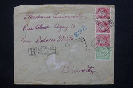 ESPAGNE - Enveloppe En Recommandé De Andujar Pour La France En 1938 , Bande De Censure Au Verso - L 22809 - Republikanische Zensur