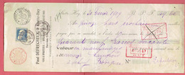 M - Mandat De Defrecheux Vins&spiritueux Statte Vers Jehay-Bodegnée - Obl Huy(Montmorency) Le 12-Mars-1909 Sur 76 - 1900 – 1949