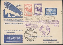 1932 Márc. 18. 1. Dél-Amerikai Zeppelin Repülés Levelezőlap, Ritka - Altri & Non Classificati