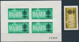 ** O 1962 A Malária Elleni Küzdelem I. Pecsételt Vágott Bélyeg + Postatiszta Vágott Kisív Betapadással / Gum Disturbance - Altri & Non Classificati