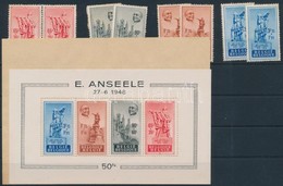 (*) Belgium 1948 Emlékmű 2 Gumi Nélküli Sor + Blokk 20 Papírlapra Ragasztva - Sonstige & Ohne Zuordnung