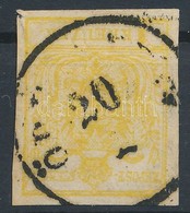 O 1850 1kr MP III. Krómsárga ,,ÖDENBURG' (pici Sarokhiba / Corner Fault) Certificate: Steiner - Andere & Zonder Classificatie