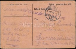 1917 Tábori Posta Levelezőlap / Field Postcard 'M.kir. Erdélyi Portyázó ...' + 'TP 425 A' - Other & Unclassified