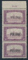 ** 1918 Parlament 50f M.II. ívszéli Hármascsík, Két érték Dupla Felülnyomással, Mindegyik Bodor Vizsgálójellel, RR! - Other & Unclassified