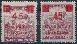 * Arad 1919 2 Db Arató 45/2f Keskeny és Széles Felülnyomással (30.000) - Sonstige & Ohne Zuordnung