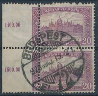 O 1921/1923 Parlament 20K ívszéli Függőleges Pár Eltolódott Fogazással - Other & Unclassified