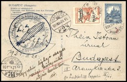 1931 Zeppelin Magyarországi Körrepülés Képeslap Zeppelin 1P Bérmentesítéssel Alkalmi Bélyegzéssel, Debreceni Ledobás (16 - Other & Unclassified