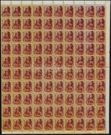 ** 1945 Kisegítő Bélyeg 40f/24f Hajtott 100-as ív, A Felülnyomat Gépszínátnyomatával / Mi 789 Folded Sheet Of 100, Machi - Autres & Non Classés