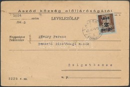 1945 (2. Díjszabás) Távolsági Levelezőlap 'ASZÓD' - Autres & Non Classés