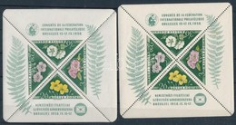 ** 1958 FIP Virág Blokk 12-es Fogazással, Vízszintesen és Függőlegesen Is 4 Mm Eltolódással + 11-es Fogazású Támpéldány - Sonstige & Ohne Zuordnung