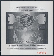 ** 1987 Csúcstalálkozó Feketenyomat Blokk Piros Sorszámmal (32.000) - Other & Unclassified